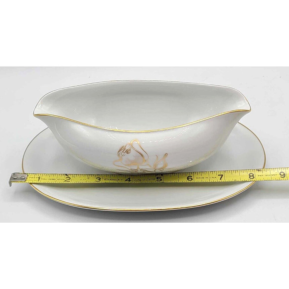 Vtg KPM Krister China Germany Sauce Gravy Boat and Creamer. Gold Rose Design - Picture 7 of 16